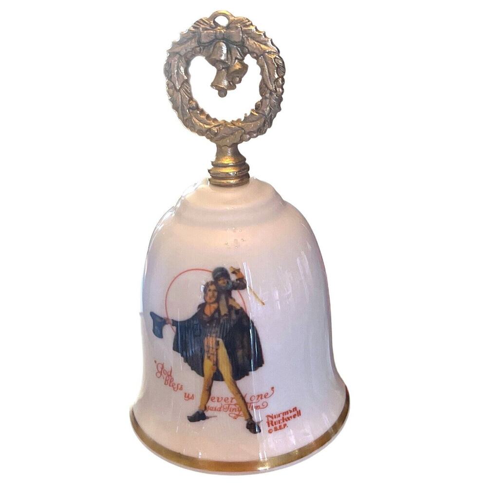 Vintage 1981 Gorham Fine China Norman Rockwell Bell A Christmas Carol Tiny Tim